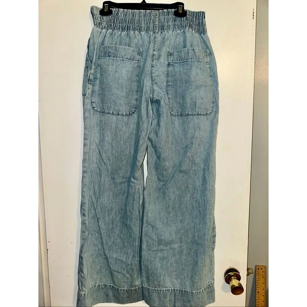 We The Free Free People Breezy Denim Pull-On Jeans Adirondack Size Medium M 8 10 - Picture 2 of 8